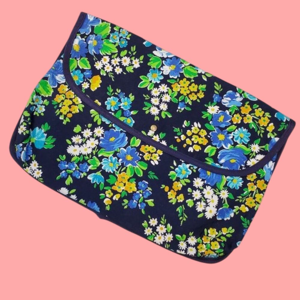 Vintage Navy Floral Clutch Purse